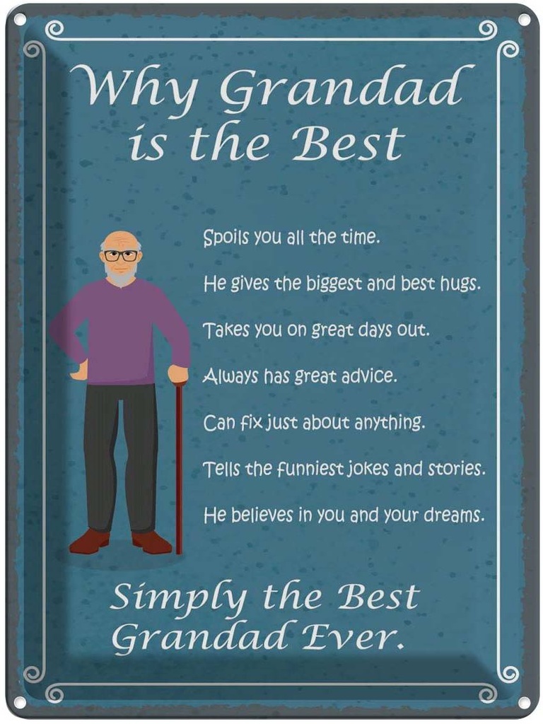 Blechschild 40x30 cm why Grandad is the best Opa Oma