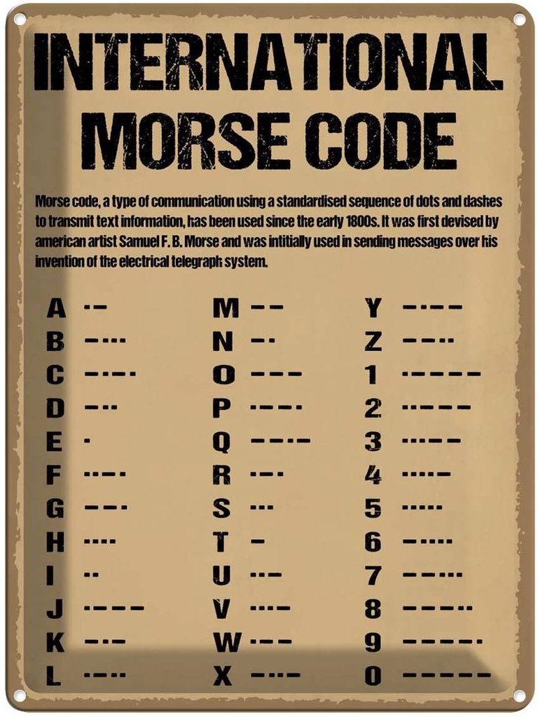Blechschild 40x30 cm international Morse code Dekoration
