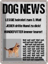 Blechschild 40x30 cm Dog news Leesie heiratet zum 3 Tier Haustier Hund