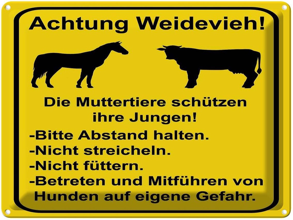 Blechschild 40x30 cm Achtung Weidevieh nicht füttern Spruch Zitat
