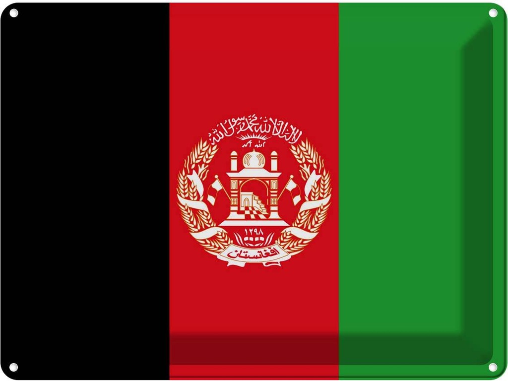 Blechschild 30x40 cm Afghanistans Afghanistan Flagge Fahne Wappen
