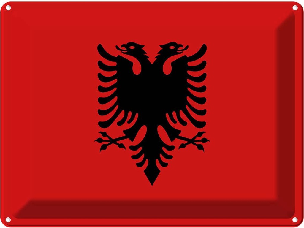 Blechschild 30x40 cm Albaniens Albania Flagge Fahne Wappen