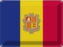 Blechschild 30x40 cm Andorras Andora Flagge Fahne Wappen