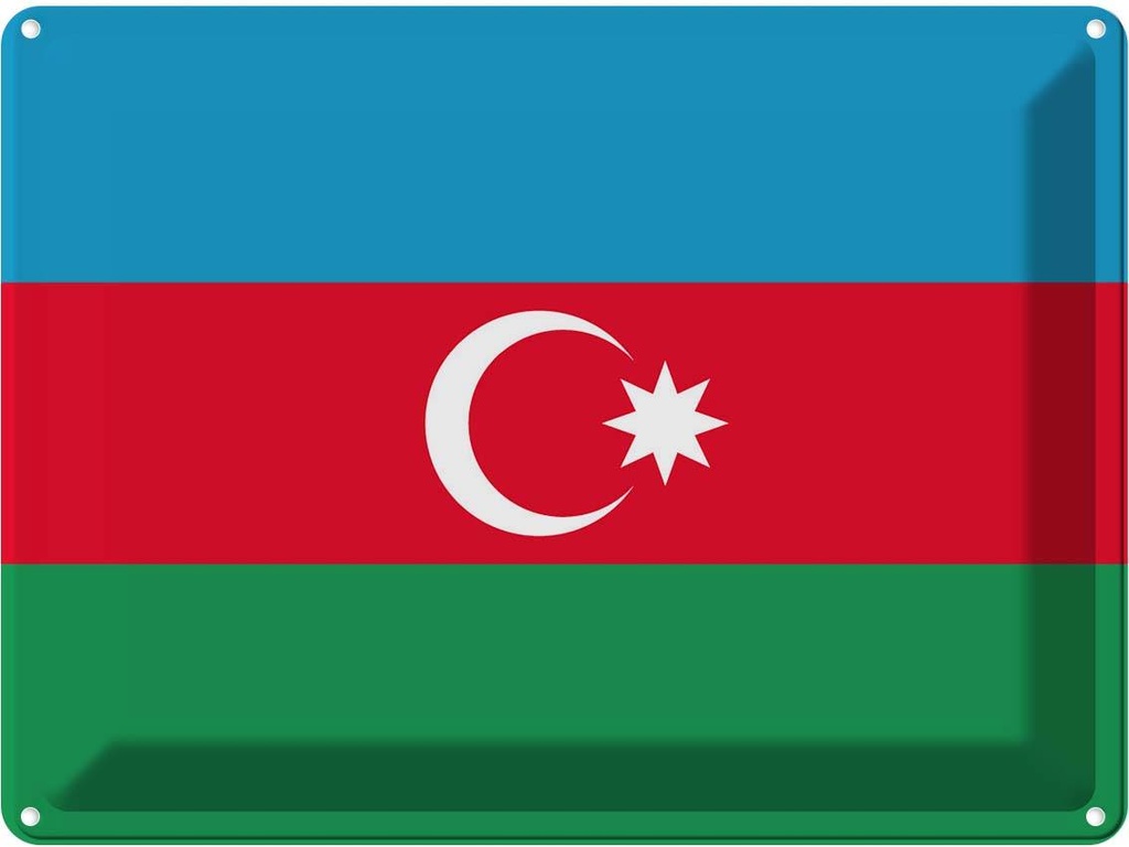 Blechschild 30x40 cm Aserbaidschan Azerbaijan Flagge Fahne Wappen