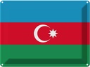 Blechschild 30x40 cm Aserbaidschan Azerbaijan Flagge Fahne Wappen