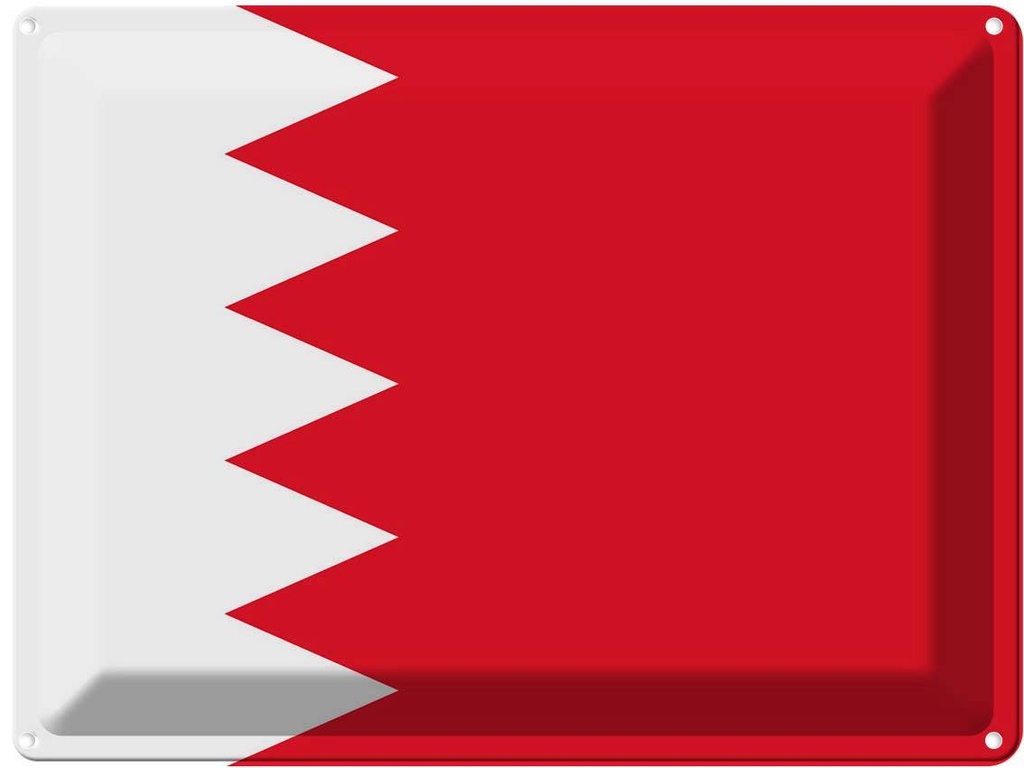 Blechschild 30x40 cm Bahrain Bahrains Fahne Flagge Wappen