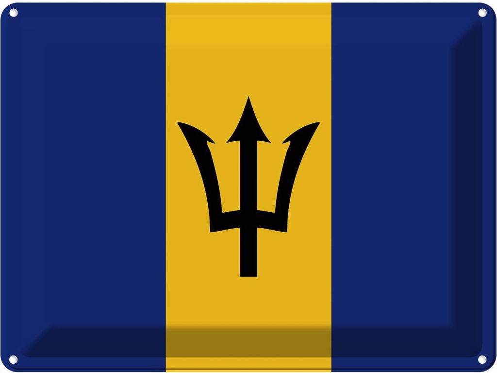 Blechschild 30x40 cm Barbados Flagge Fahne Wappen