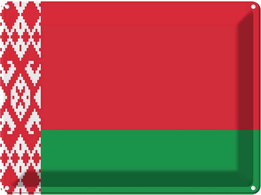 Blechschild 30x40 cm Weißrussland Belarus Flagge Fahne Wappen