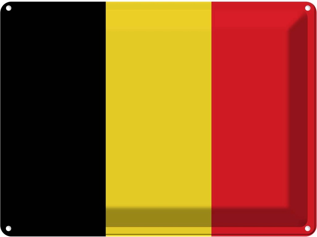 Blechschild 30x40 cm Belgiens Belgium Flagge Fahne Wappen