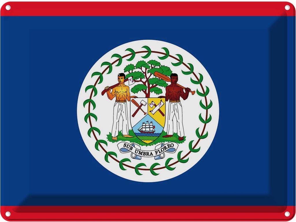 Blechschild 30x40 cm Belizes Belize Flagge Fahne Wappen