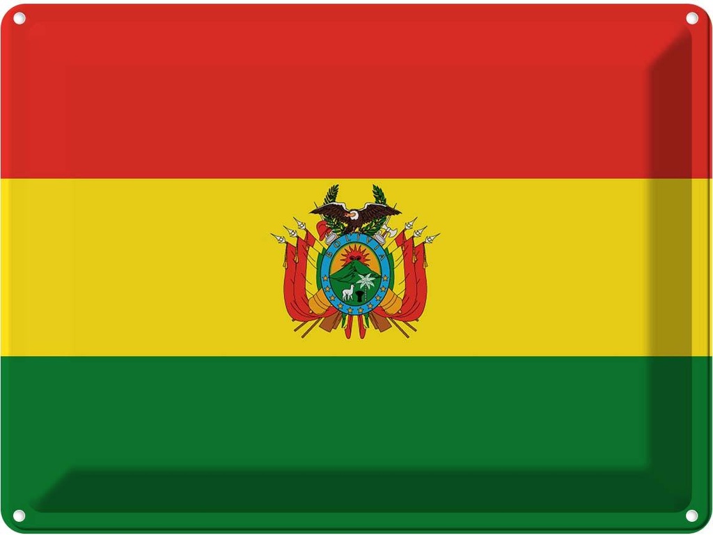 Blechschild 30x40 cm Boliviens Bolivia Flagge Fahne Wappen