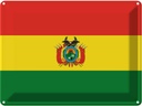 Blechschild 30x40 cm Boliviens Bolivia Flagge Fahne Wappen