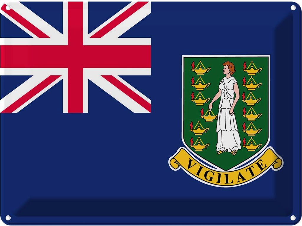 Blechschild 30x40 cm Britischen Jungferninseln Flagge Fahne Wappen