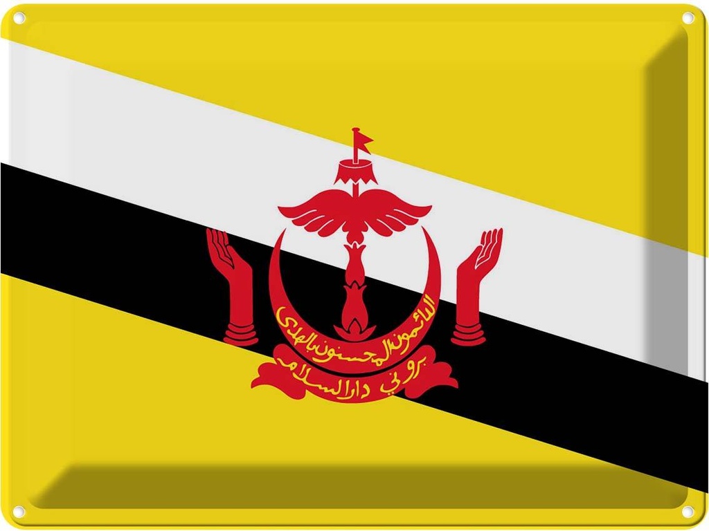 Blechschild 30x40 cm Bruneis Brunei Flagge Fahne Wappen