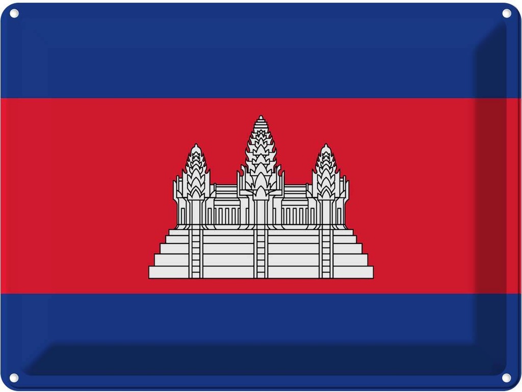Blechschild 30x40 cm Kambodschas Cambodia Flagge Fahne Wappen