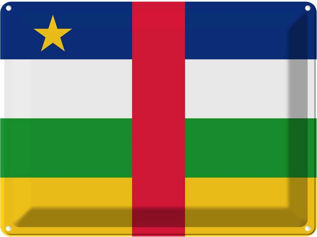 Blechschild 30x40 cm Zentralafrikanischen Republik Flagge Fahne Wappen