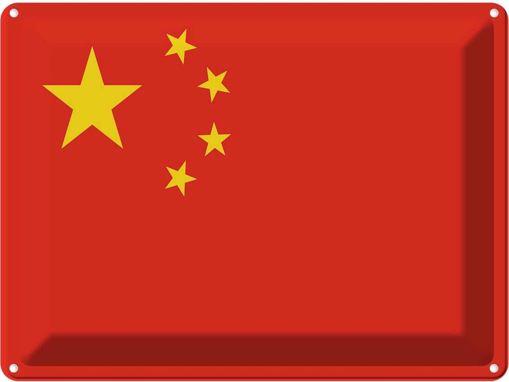 Blechschild 30x40 cm China Flagge Fahne Wappen