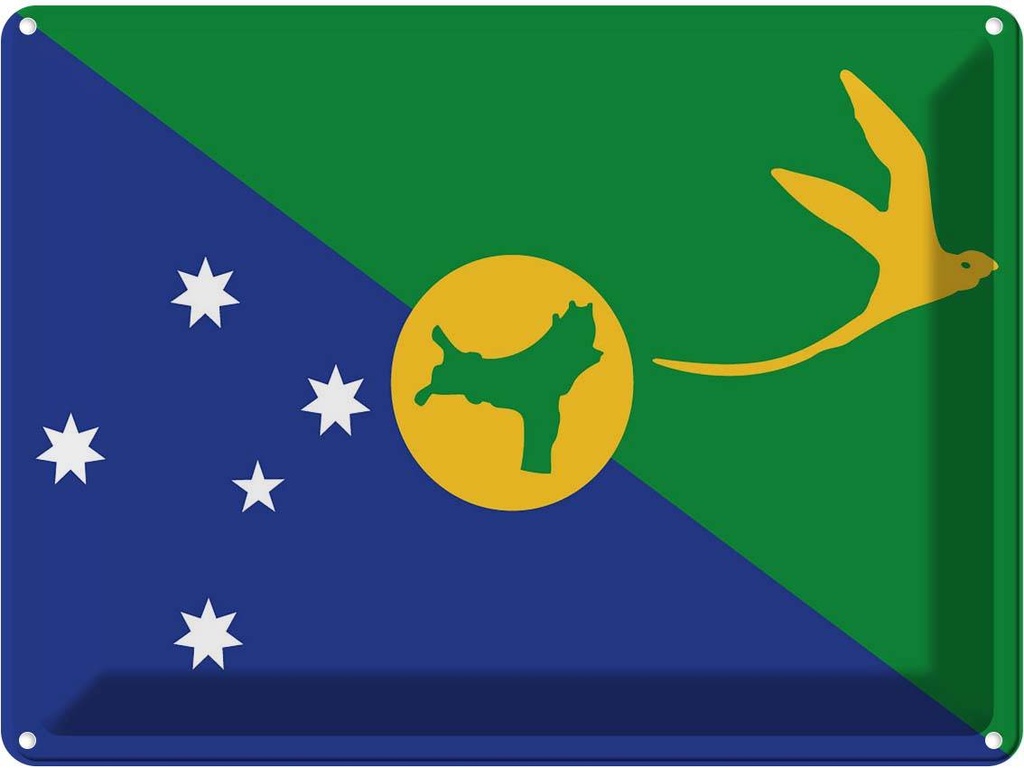Blechschild 30x40 cm Weihnachtsinsel Christmas Island Flagge Fahne Wappen Weihnachten