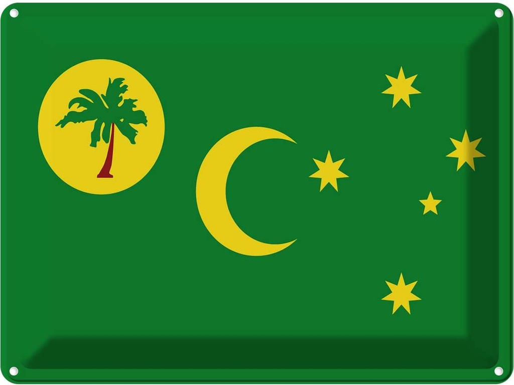 Blechschild 30x40 cm Kokosinseln Cocos Islands Flagge Fahne Wappen