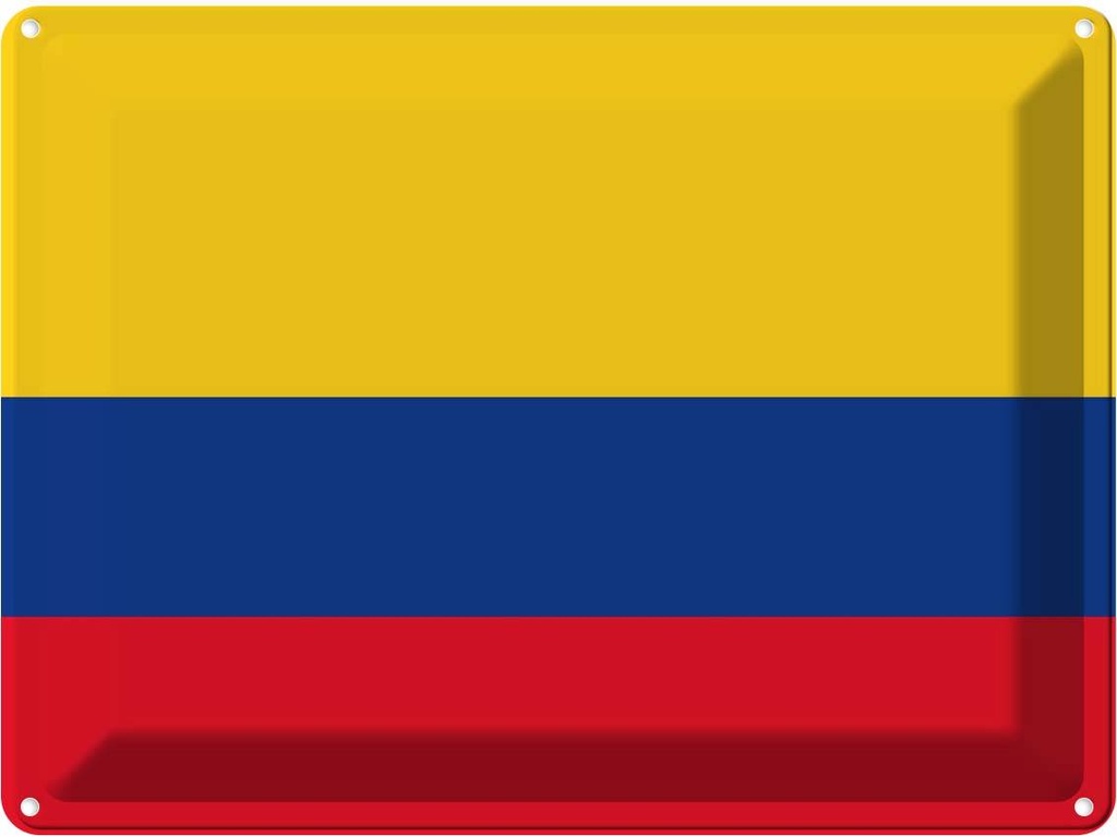 Blechschild 30x40 cm Kolumbiens Colombia Flagge Fahne Wappen