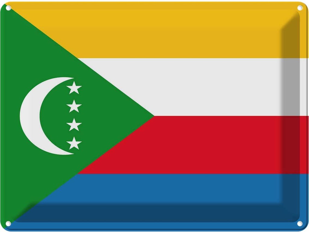 Blechschild 30x40 cm der Komoren the Comoros Flagge Fahne Wappen