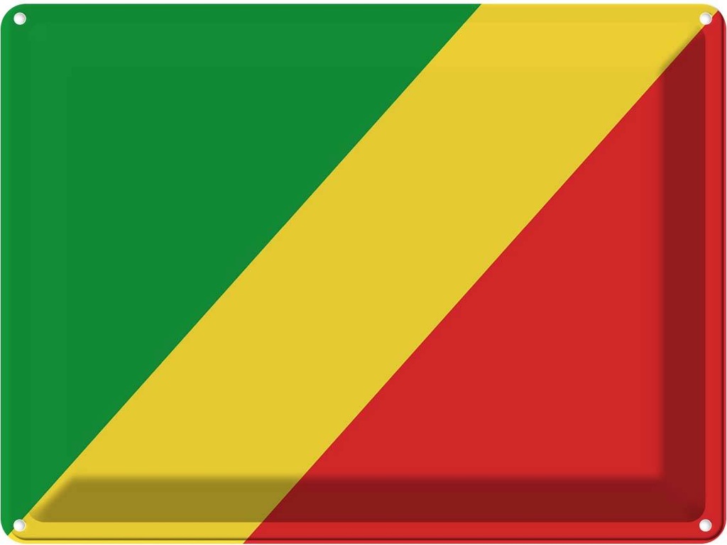 Blechschild 30x40 cm Kongo the Congo Flagge Fahne Wappen
