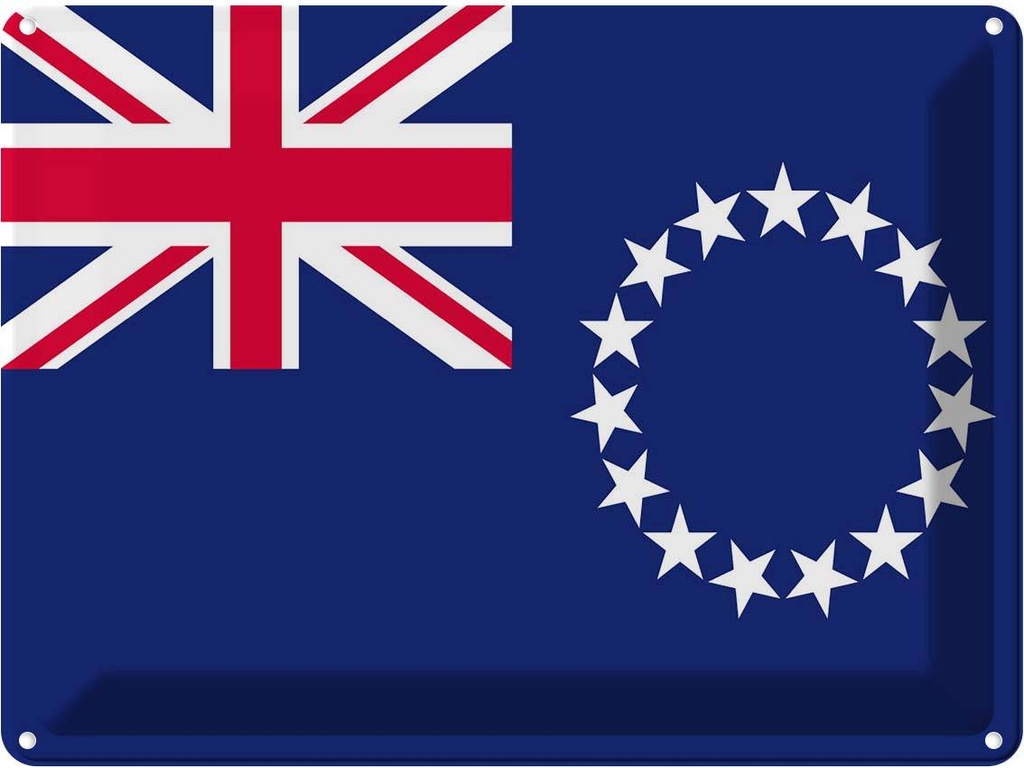 Blechschild 30x40 cm Cookinseln Cook Islands Flagge Fahne Wappen