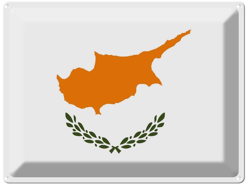 Blechschild 30x40 cm Zypern Cyprus Flagge Fahne Wappen