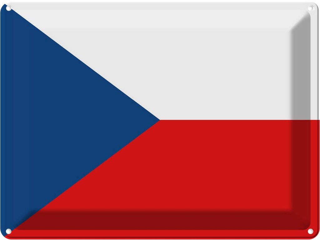 Blechschild 30x40 cm Tschechiens Czech Republic Flagge Fahne Wappen