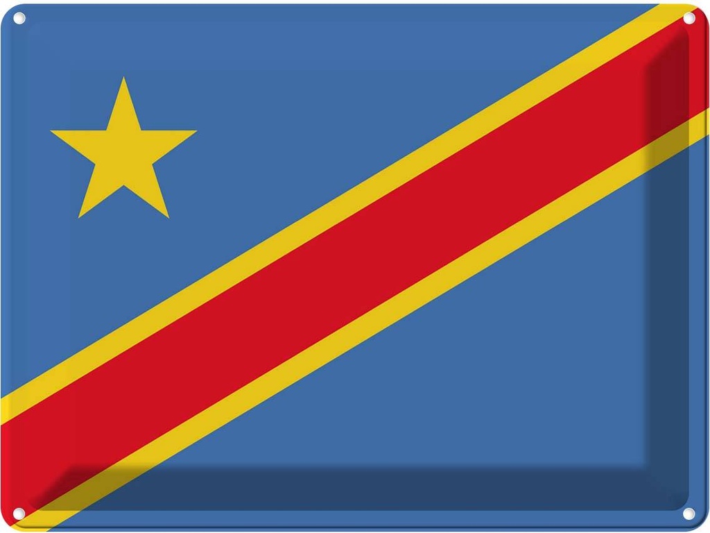 Blechschild 30x40 cm DR Kongo democratic Congo Flagge Fahne Wappen