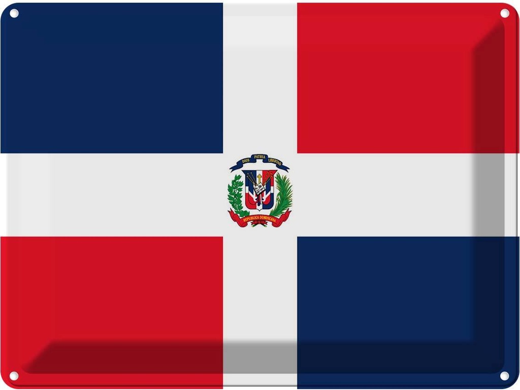Blechschild 30x40 cm Dominikanische Republik Flagge Fahne Wappen