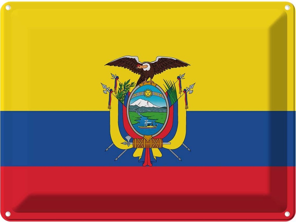 Blechschild 30x40 cm Ecuadors Ecuador Flagge Fahne Wappen