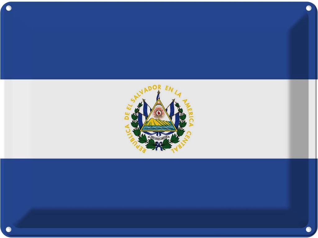 Blechschild 30x40 cm El Salvadors Salvador Flagge Fahne Wappen