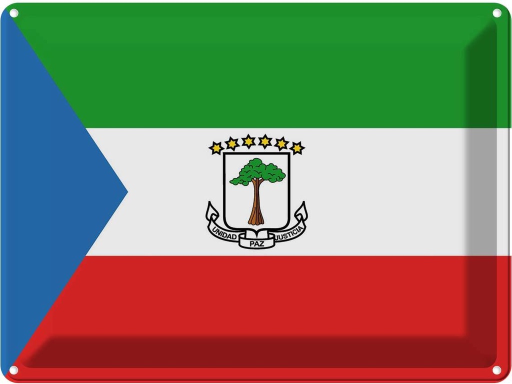 Blechschild 30x40 cm Äquatorialguineas Flagge Fahne Wappen