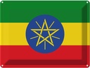 Blechschild 30x40 cm Äthiopiens Ethiopia Flagge Fahne Wappen