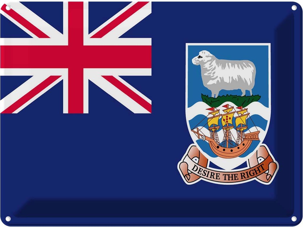 Blechschild 30x40 cm Falklandinseln Falkland Islands Flagge Fahne Wappen