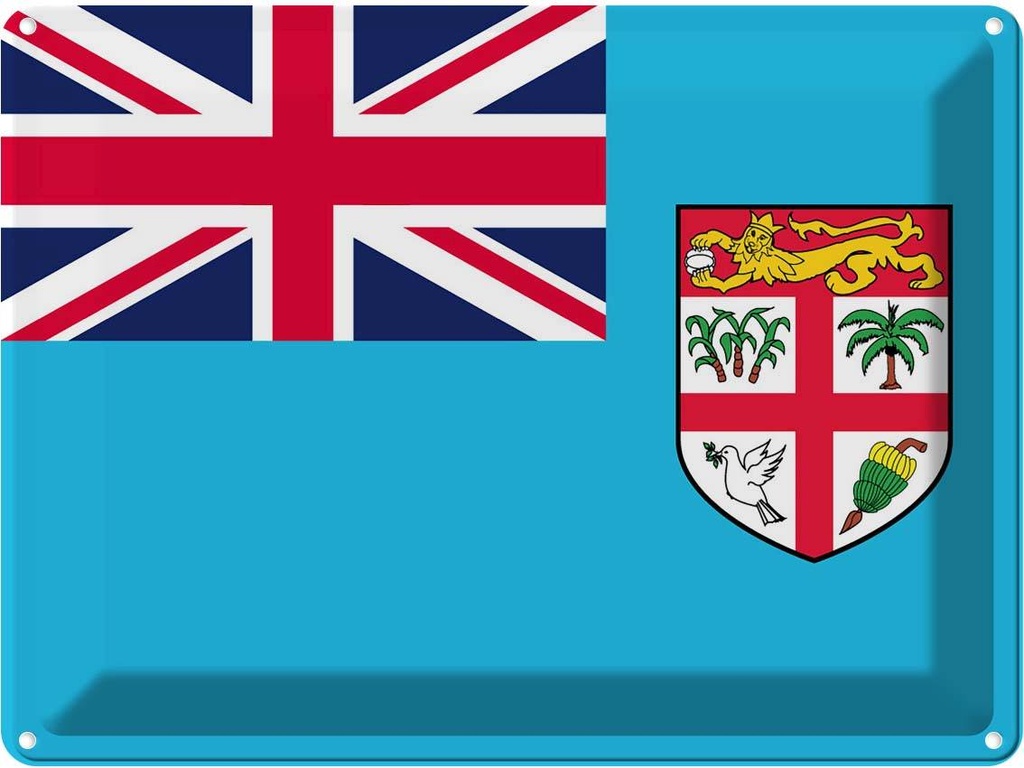 Blechschild 30x40 cm Fidschis Fiji Flagge Fahne Wappen