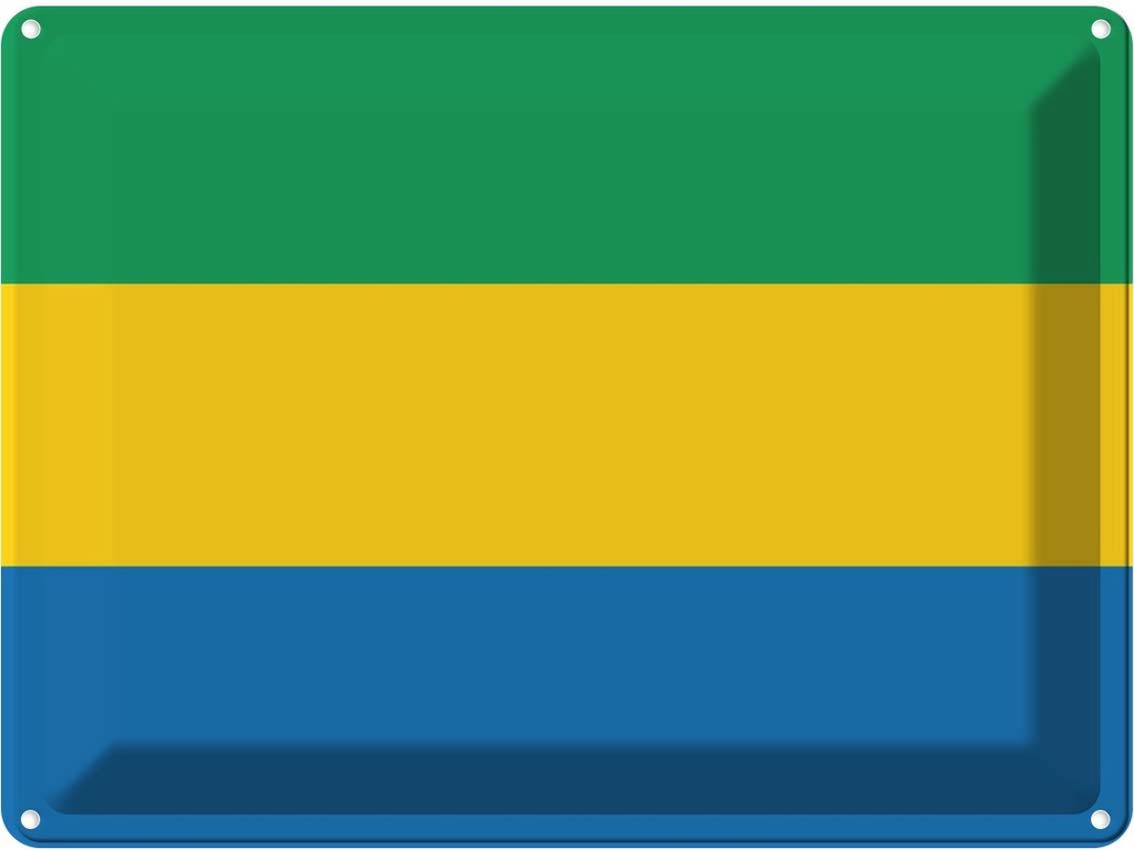 Blechschild 30x40 cm Gabuns Gabon Flagge Fahne Wappen