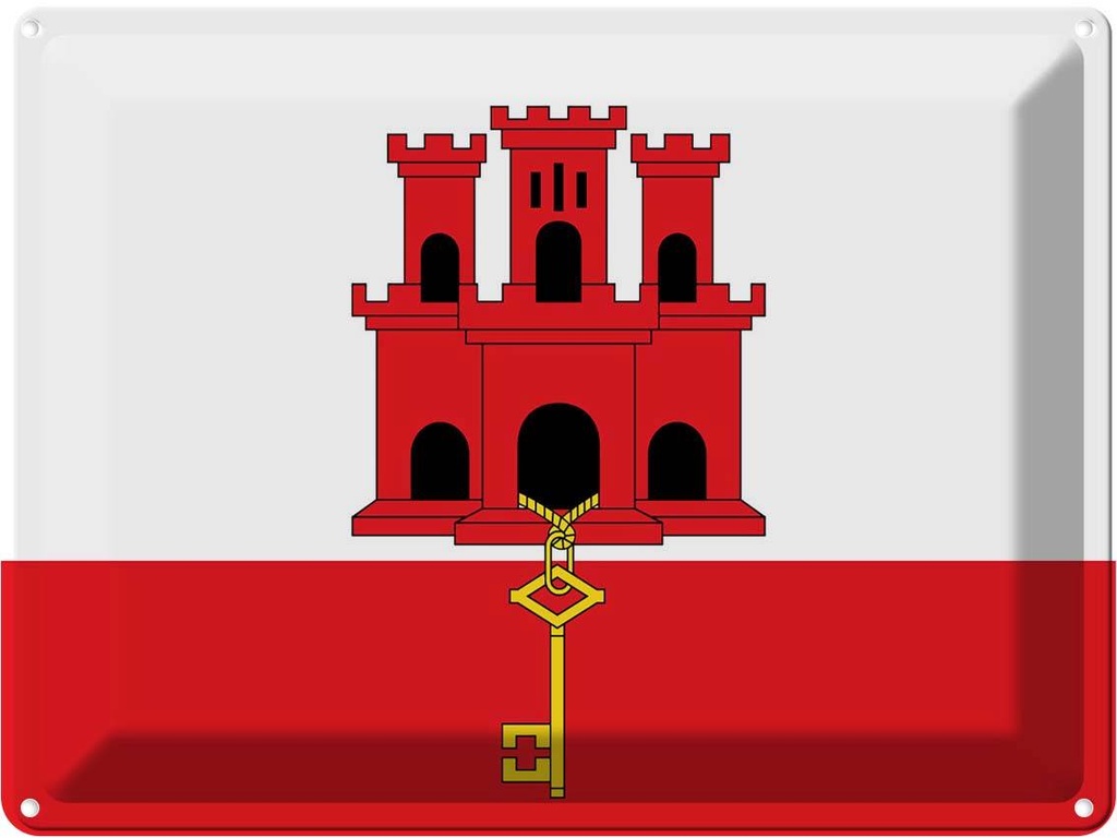 Blechschild 30x40 cm Gibraltars Gibraltar Flagge Fahne Wappen