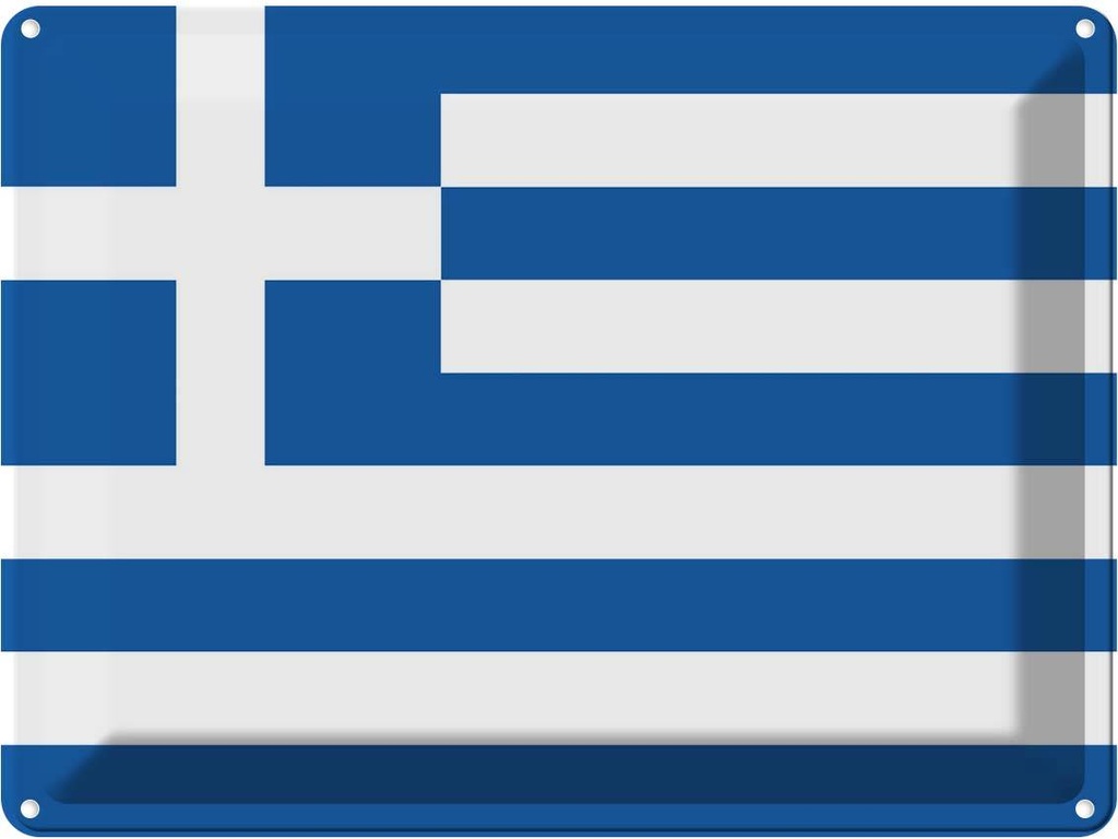 Blechschild 30x40 cm Griechenlands Greece Flagge Fahne Wappen
