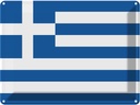 Blechschild 30x40 cm Griechenlands Greece Flagge Fahne Wappen