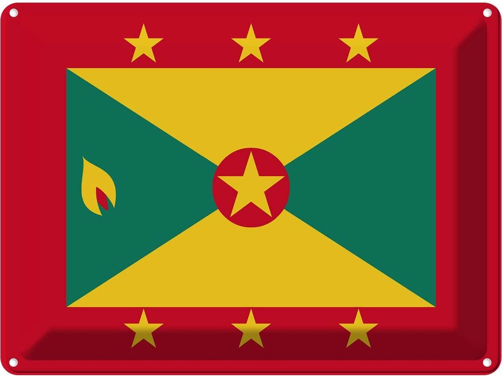 Blechschild 30x40 cm Grenadas Grenada Flagge Fahne Wappen