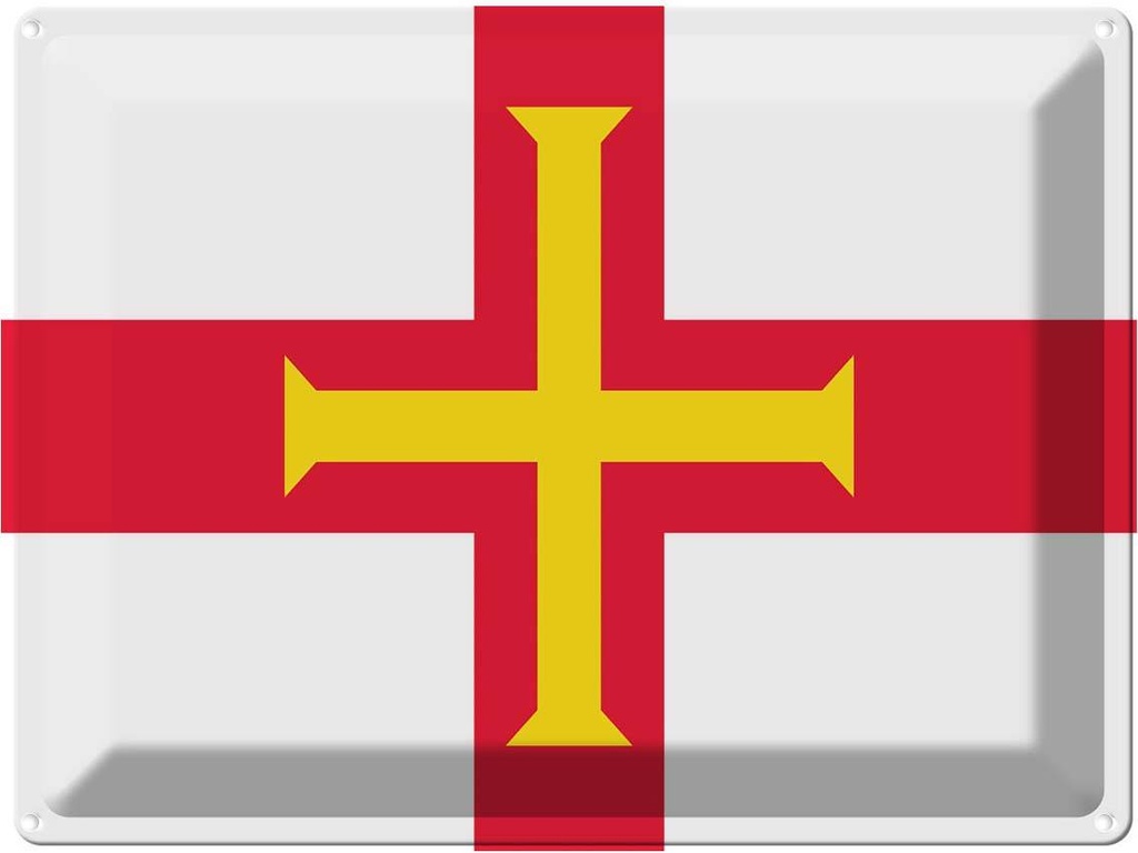 Blechschild 30x40 cm Guernseys Guernsey Flagge Fahne Wappen