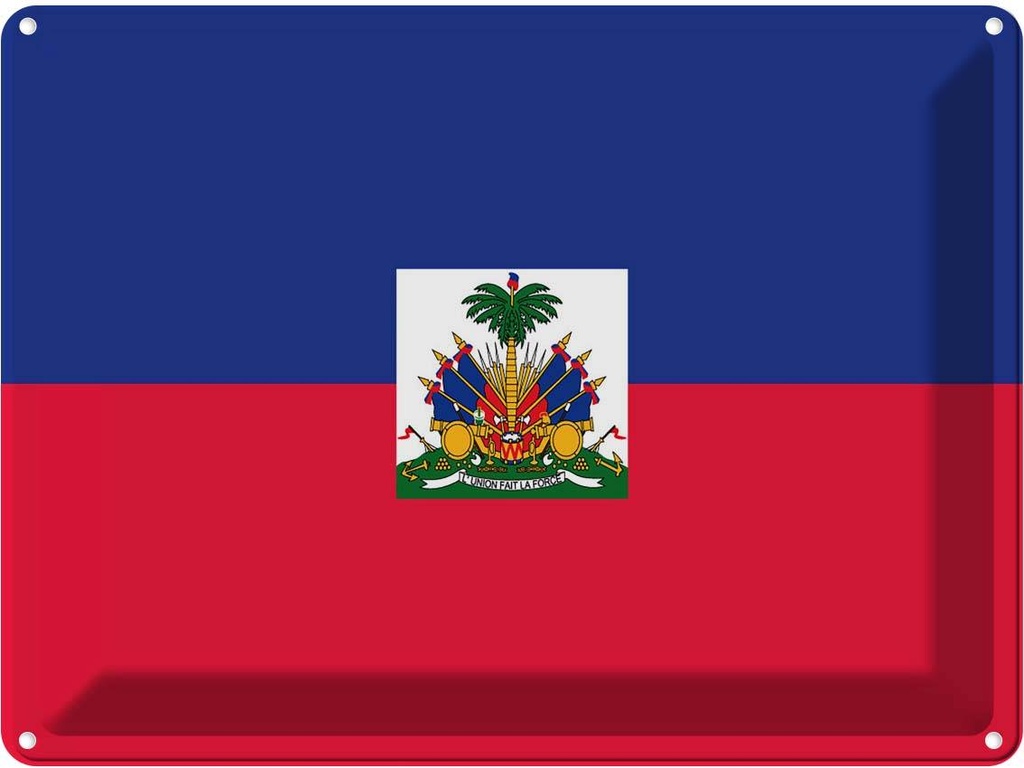 Blechschild 30x40 cm Haitis Haiti Flagge Fahne Wappen