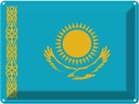 Blechschild 30x40 cm Kasachstans Kazakhstan Flagge Fahne Wappen