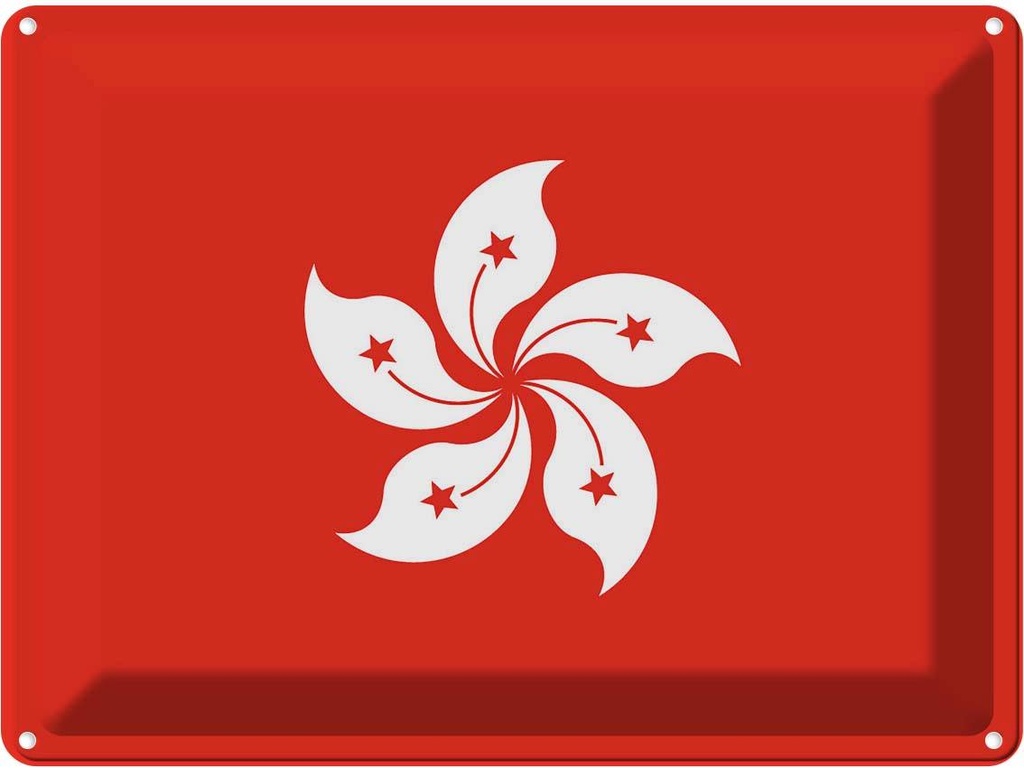 Blechschild 30x40 cm Hongkongs Hong Kong Flagge Fahne Wappen