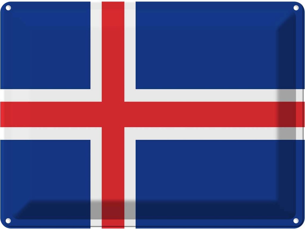 Blechschild 30x40 cm Islands Iceland Flagge Fahne Wappen