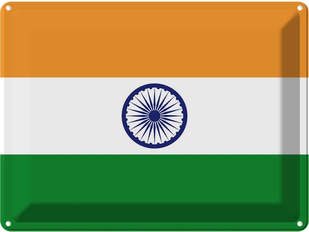 Blechschild 30x40 cm Indiens India Flagge Fahne Wappen