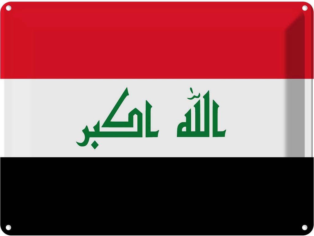 Blechschild 30x40 cm Irak Iraq Flagge Fahne Wappen
