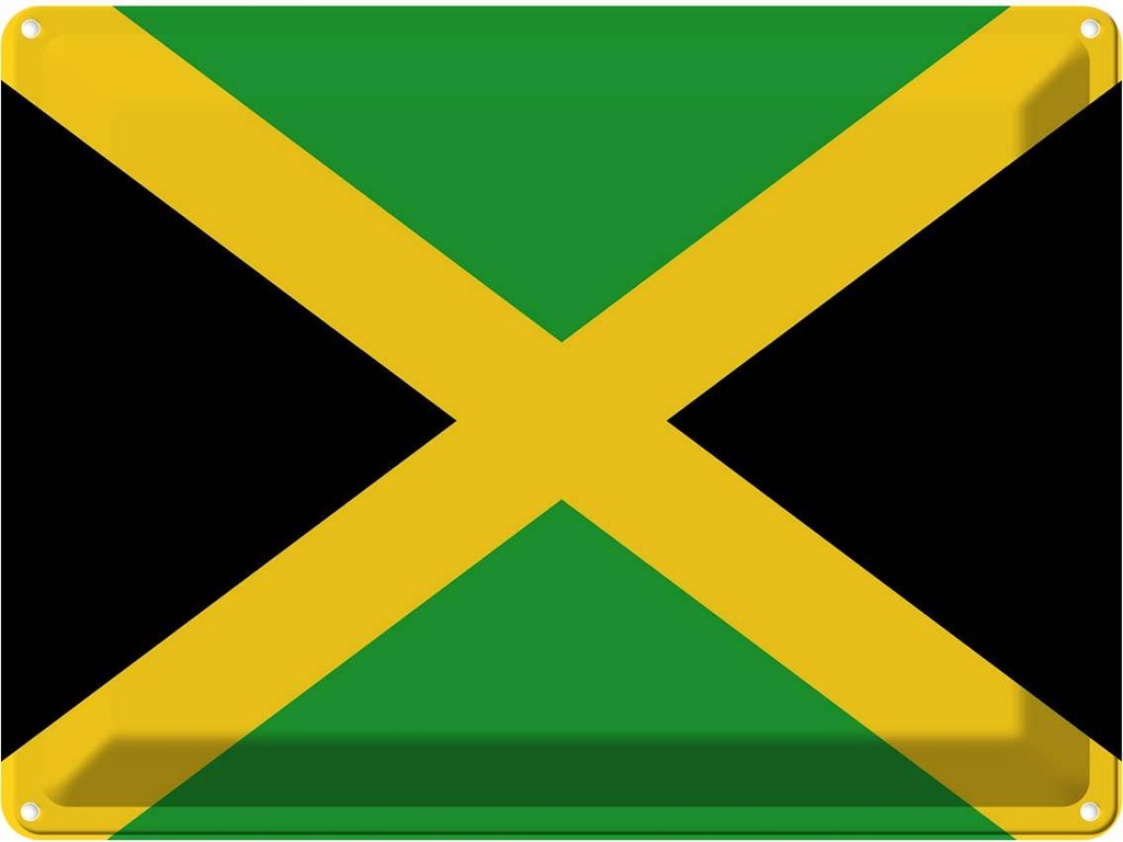 Blechschild 30x40 cm Jamaikas Jamaica Flagge Fahne Wappen